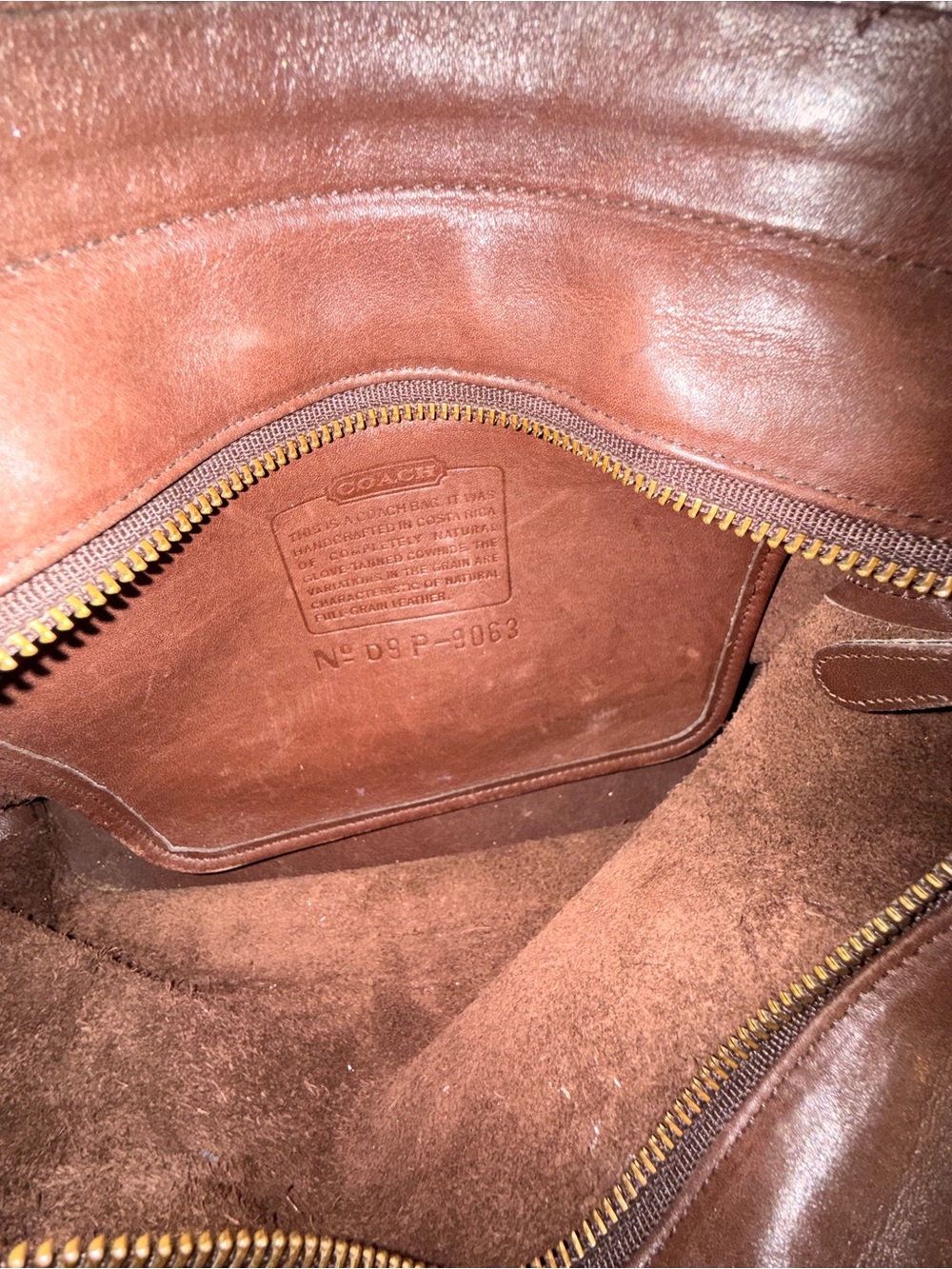 Coach Dark Brown Leather Shoulder Tote with Brass Hardware - Picture 4 of 4